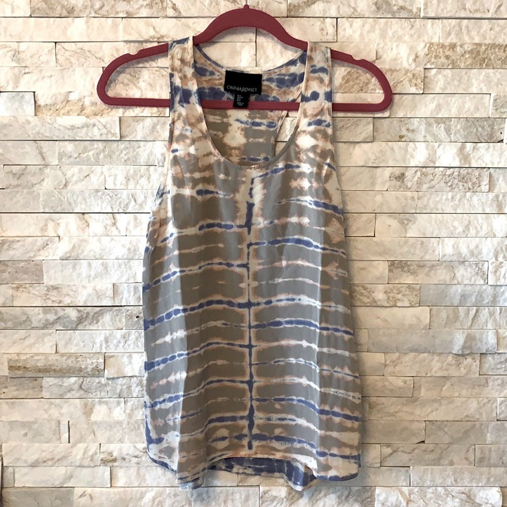 Silk Camisole Grey, Pink, White, Blue Tie Die - SIZE: S